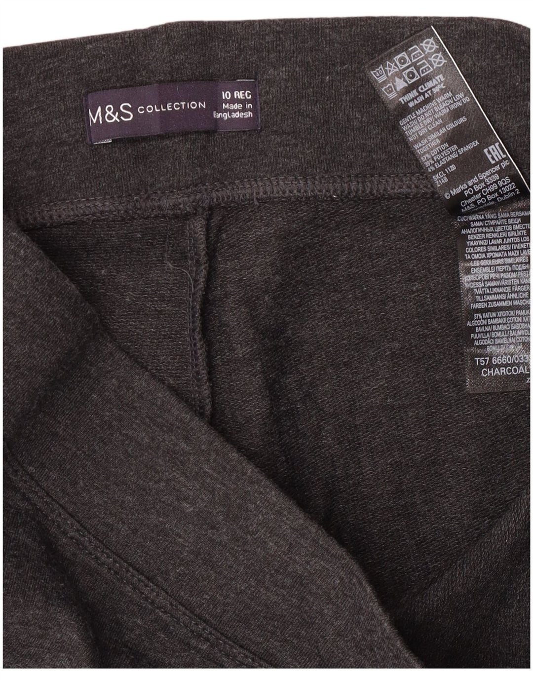 Marks & Spencer Pantalones de Chándal para Mujer UK 10 Small Gris Algodón