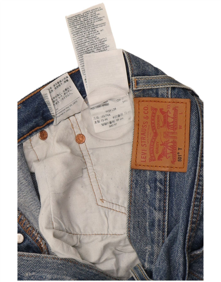 Levi's Mujer 501 Vaqueros Rectos Desgastados W29 L28 Algodón Azul