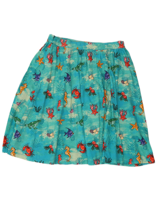 Lindy Bop Falda acampanada con patrón abstracto para mujer UK 40 Medium W30 Algodón azul