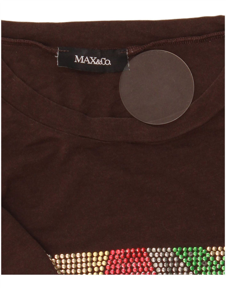 Max & Co. Camiseta gráfica para mujer Top UK 10 Small Brown