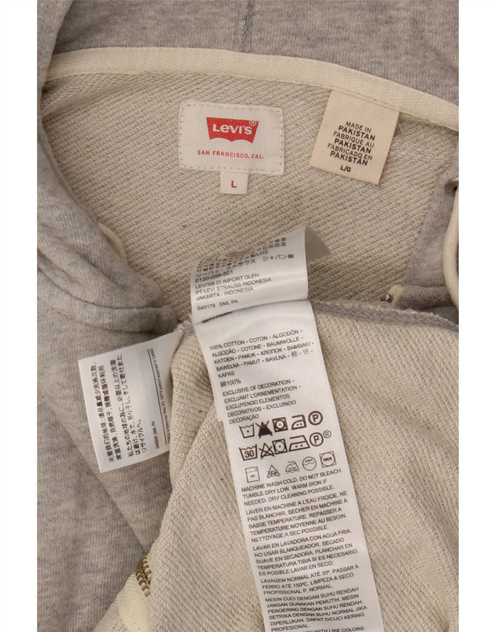 Levi's Suéter con capucha y cremallera para hombre de algodón moteado gris grande