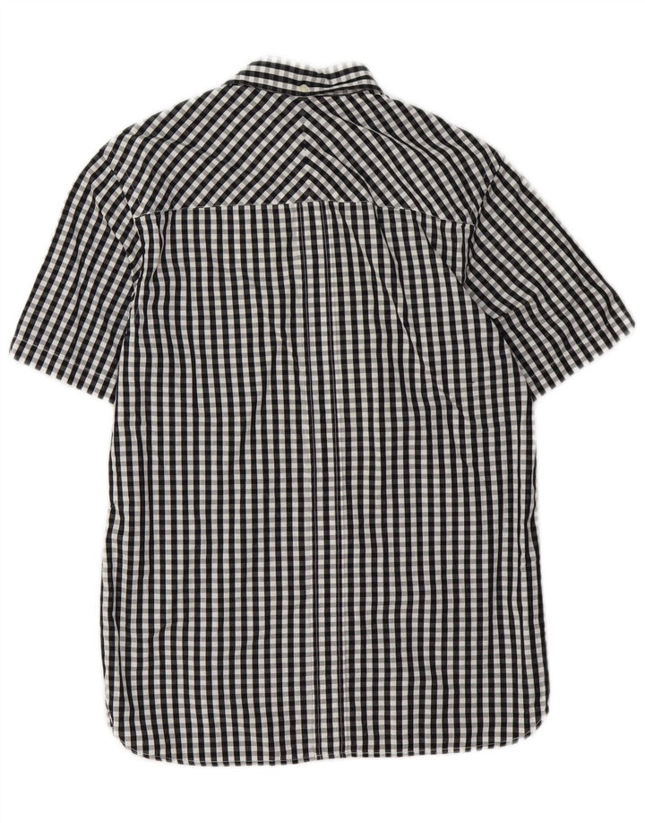 Fred Perry Camisa De Manga Corta Para Hombre Small Black Gingham Cotton