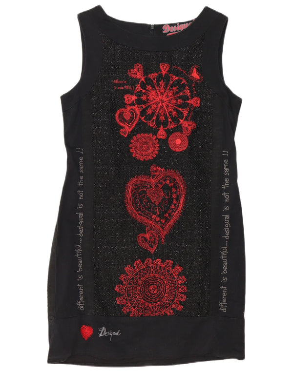 Desigual Vestido tubo sin mangas con gráfico para mujer EU 40 Medium Black Paisley