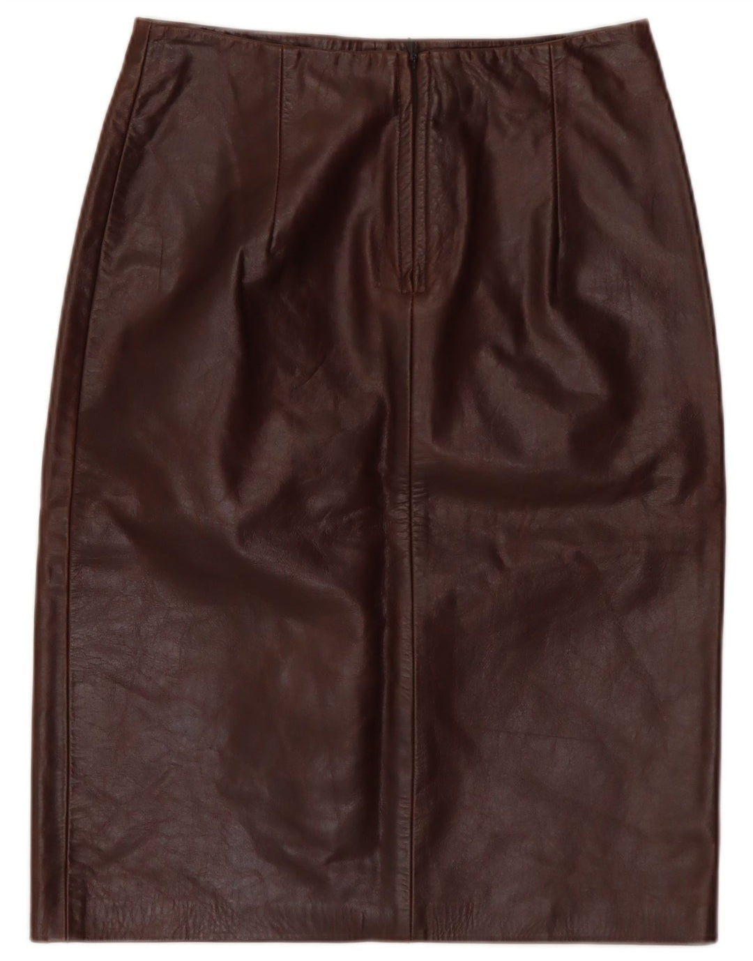 Falda de cuero vintage para mujer IT 40 Small W28 Cuero marrón