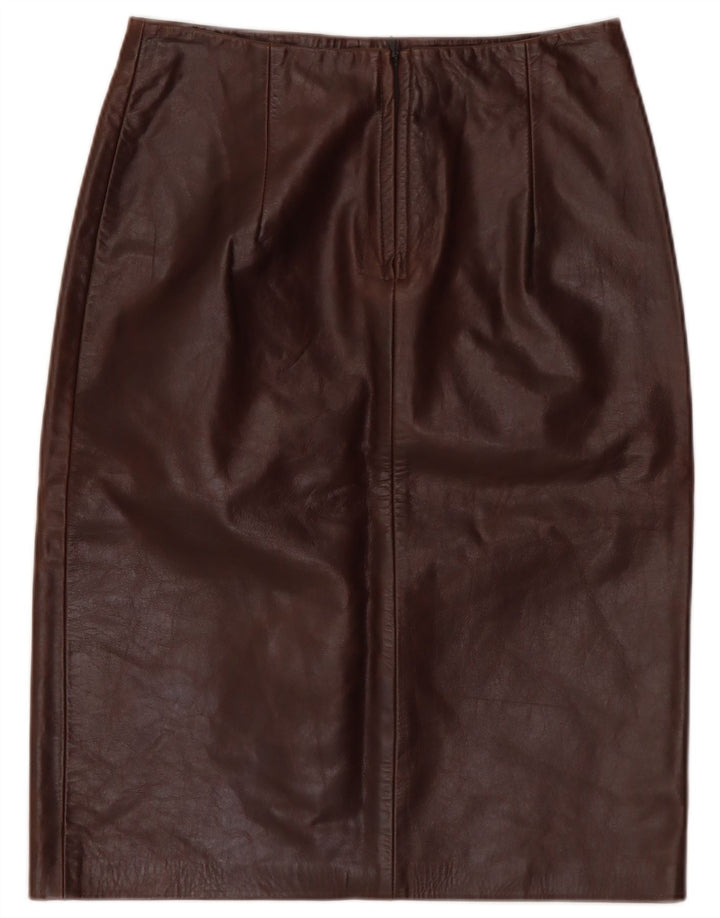 Falda de cuero vintage para mujer IT 40 Small W28 Cuero marrón