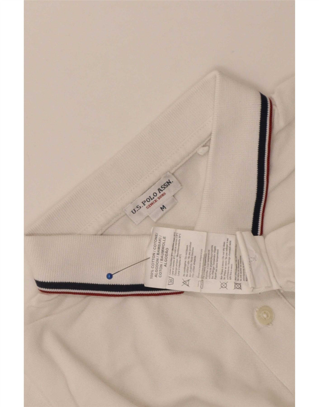 Asociación de Polo de EE. UU. Polo Hombre Algodón Blanco Mediano
