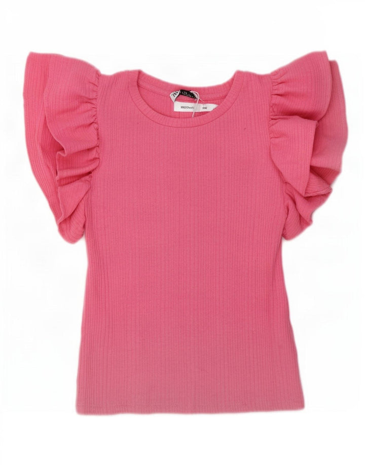 Zara Mujer Blusa Top UK 10 Small Rosa Poliéster