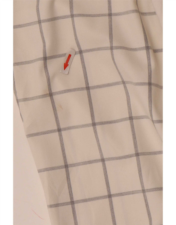 Zara Mens Slim Chino Pantalones EU 40 Medium W31 L33 Blanco Cuadros Poliéster