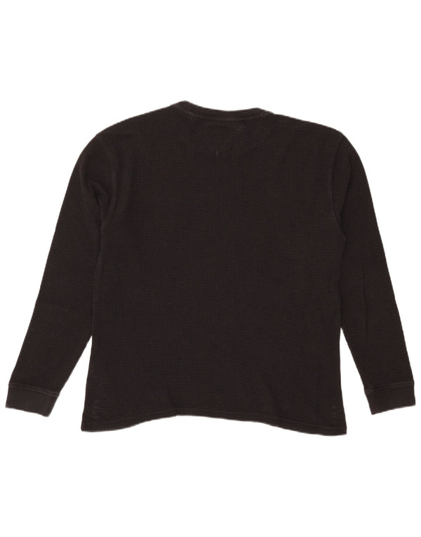 Tommy Hilfiger Hombre Top Manga Larga Pequeño Algodón Negro