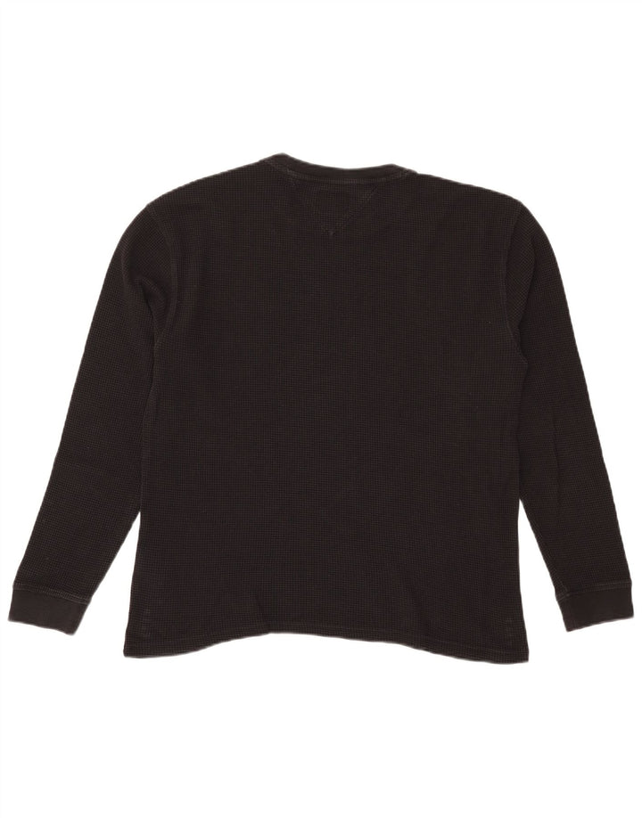 Tommy Hilfiger Hombre Top Manga Larga Pequeño Algodón Negro