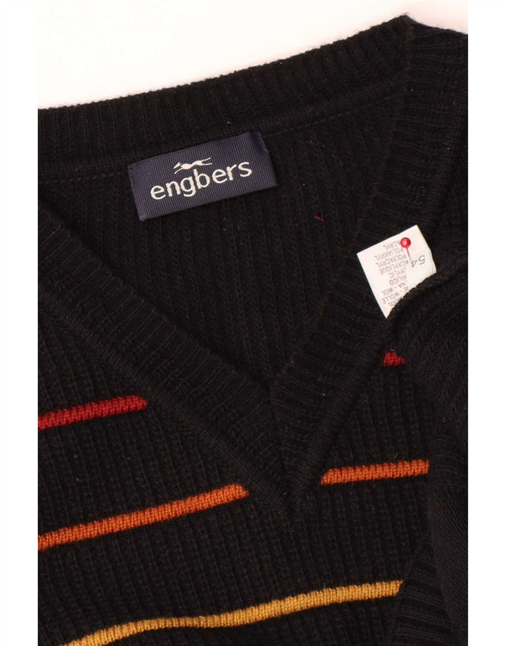 Engbers Jersey con cuello en V para hombre EU 54 XL Lana a rayas negras