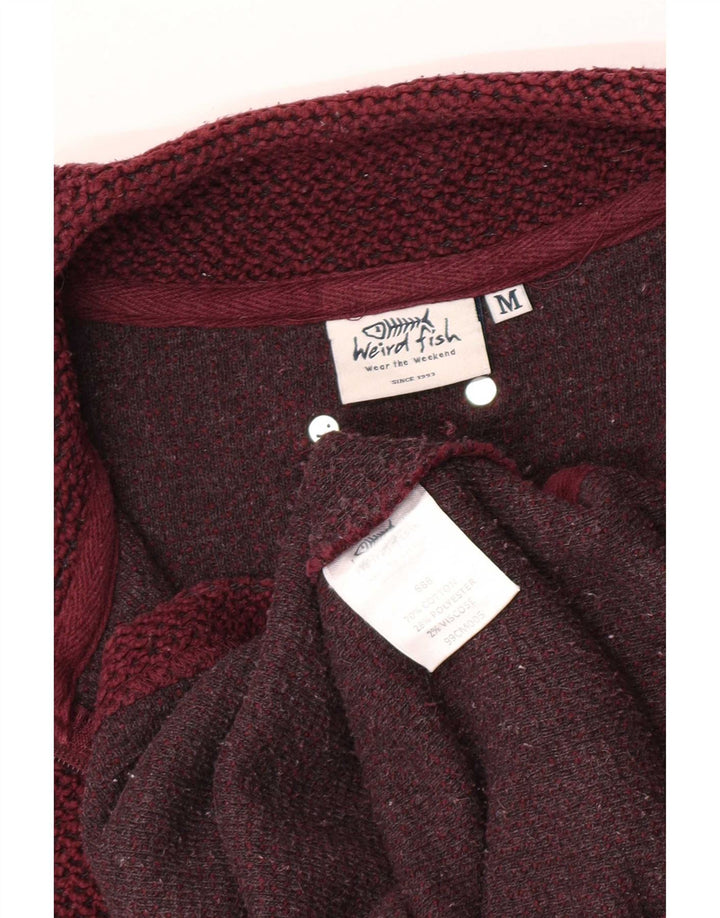 Weird Fish - Sudadera con cuello y cremallera para hombre, color burdeos, algodón