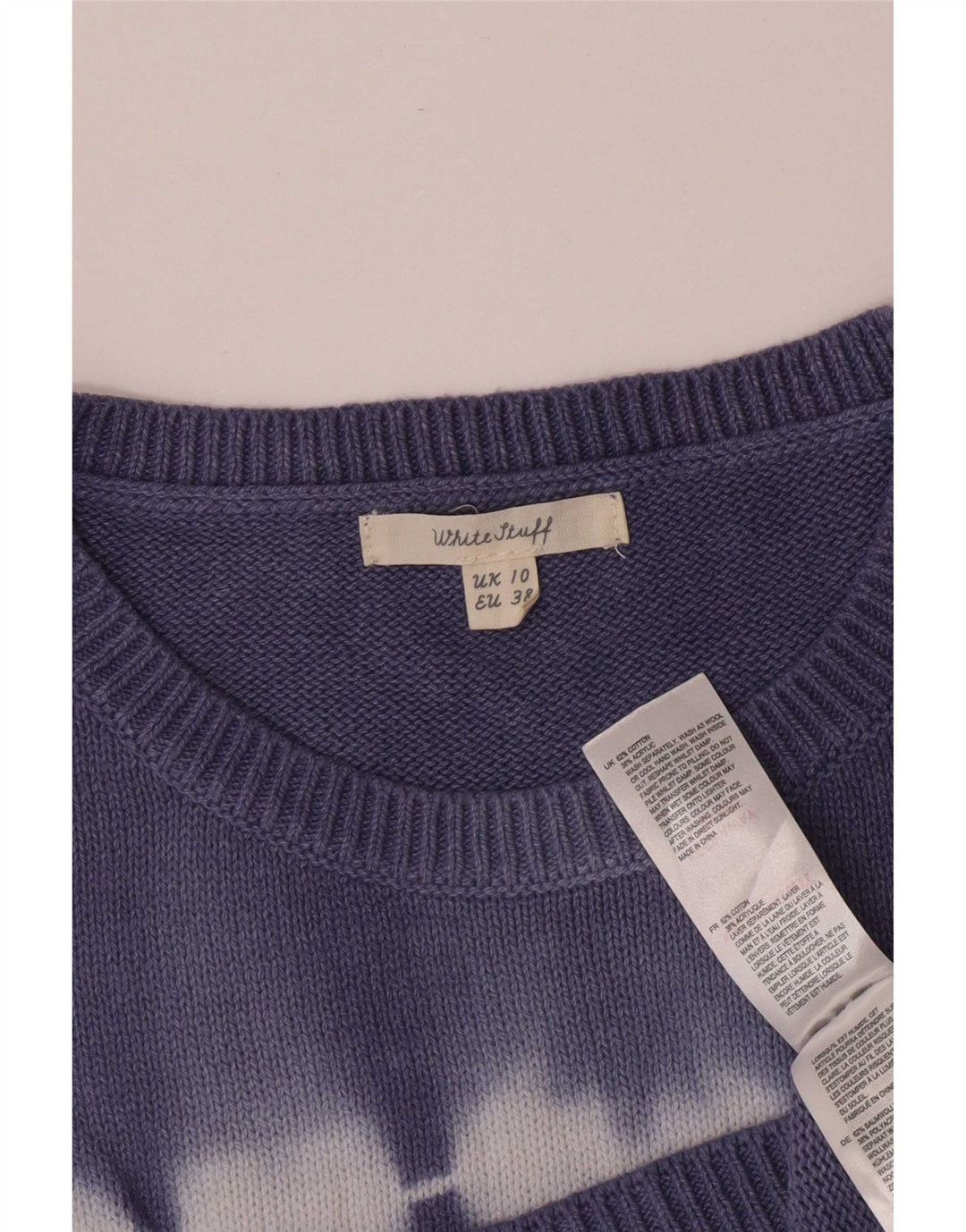 Camiseta sin mangas para mujer de White Stuff, talla pequeña, algodón azul teñido anudado