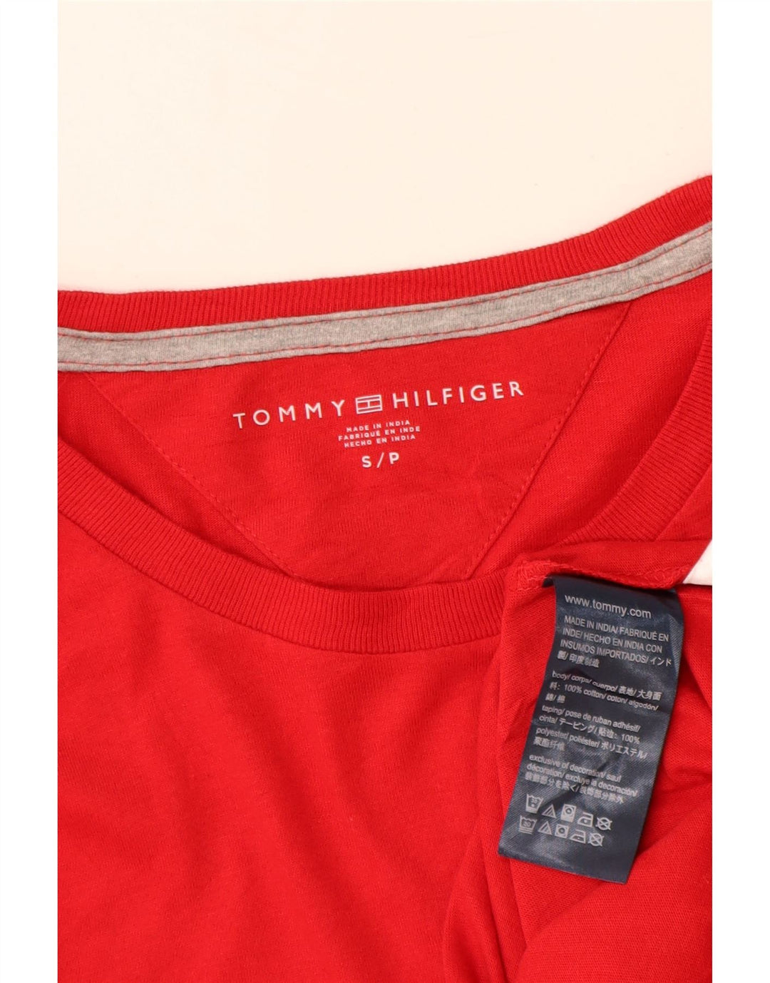 Tommy Hilfiger Top gráfico para hombre de manga larga de algodón rojo pequeño