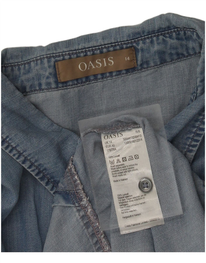 OASIS Camisa vaquera para mujer UK 44 Large Blue Lyocell