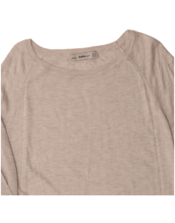 ZARA Suéter tipo jersey de gran tamaño con cuello barco para mujer UK 10 Small Gris