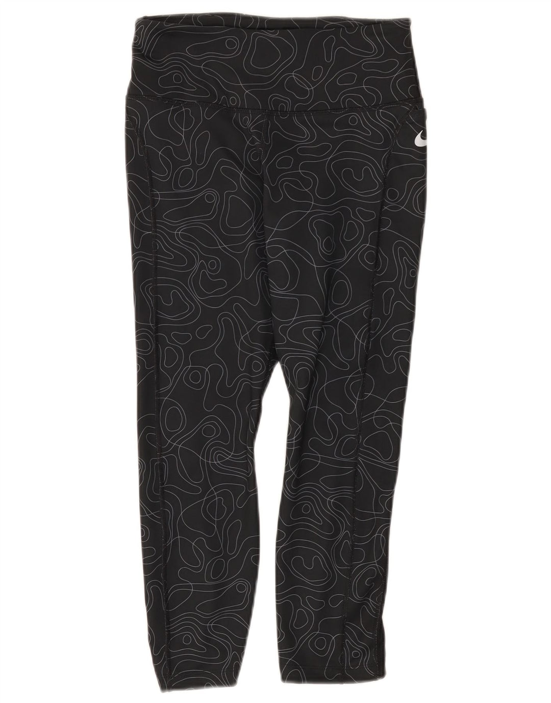 Nike Leggings Capri Dri Fit para Mujer Reino Unido 8 Pequeño Negro Geométrico
