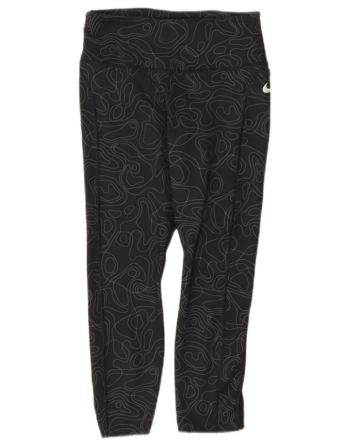 Nike Leggings Capri Dri Fit para Mujer Reino Unido 8 Pequeño Negro Geométrico
