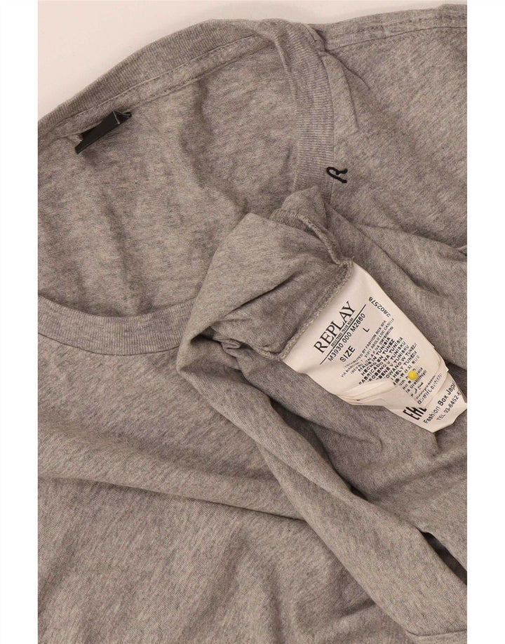 Replay Camiseta para hombre Top grande de algodón moteado gris