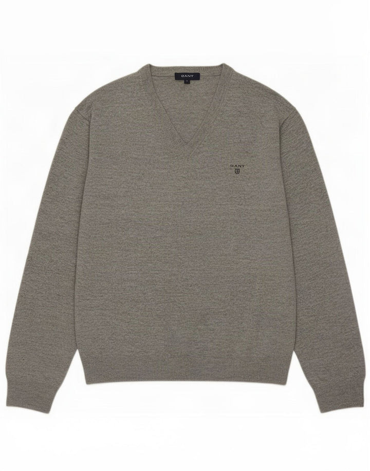 Gant Jersey con Cuello en V para Hombre, Jersey de Lana de Cordero Gris Grande