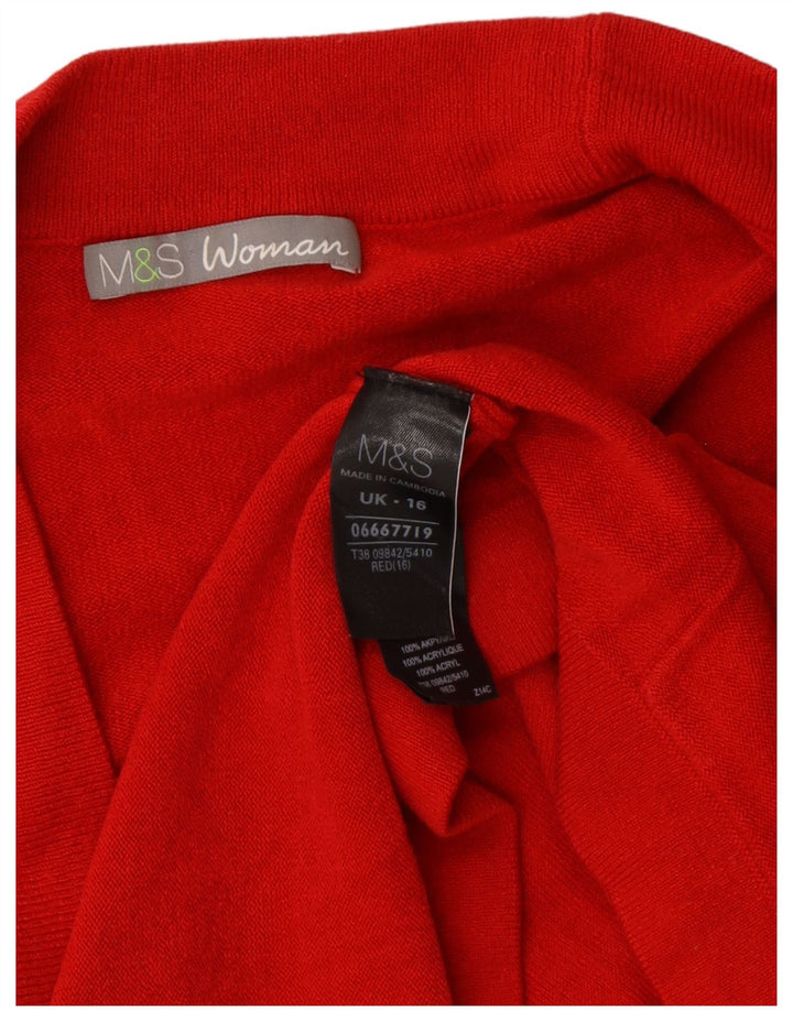 Marks & Spencer Suéter tipo cárdigan abierto para mujer Reino Unido 46 Grande Acrílico rojo