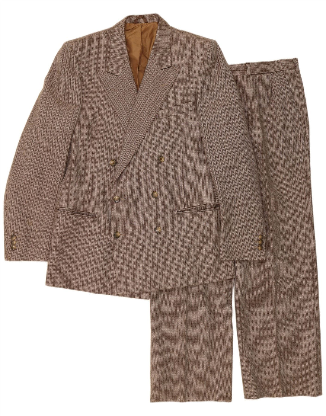 Cantarelli Conjunto de 2 piezas para hombre IT 50 Large W31 L27 Brown Herringbone