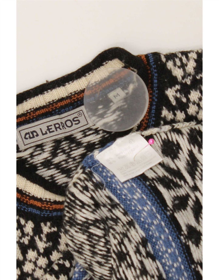 Lerros Jersey De Cuello Redondo Para Hombre Suéter De Lana Fair Isle Negra Mediana