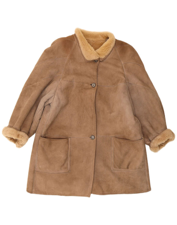 Vintage mujer suelta ajuste shearling abrigo IT 44 Marrón Medio Clásico