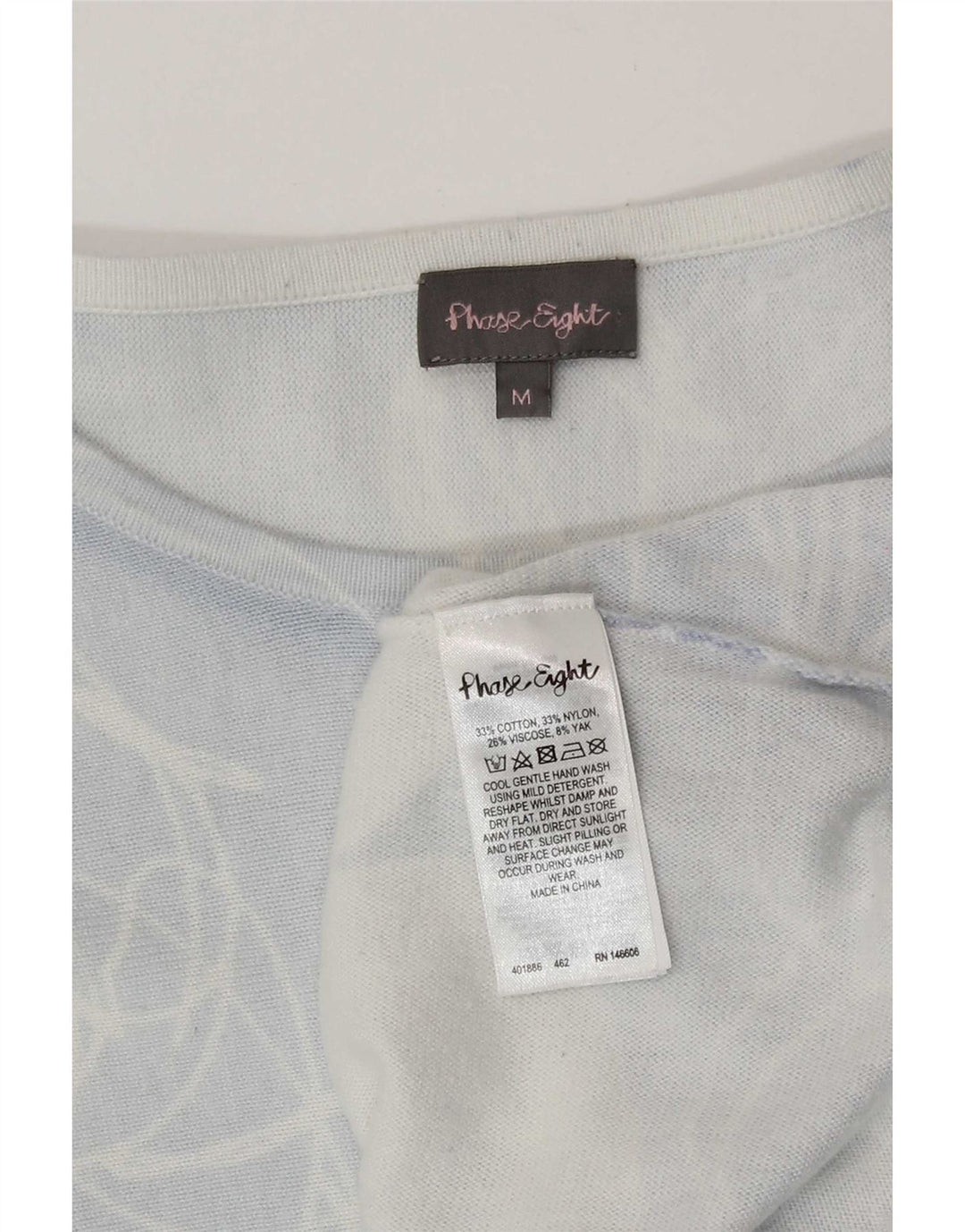 Phase Eight Top para mujer manga 3/4 UK 42 Algodón floral azul medio