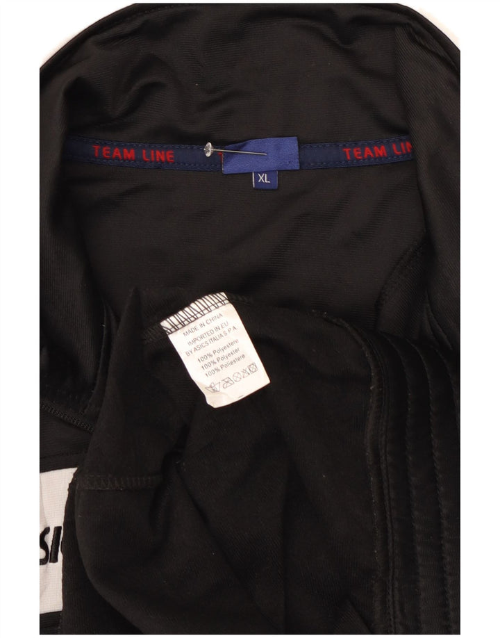 Asics Hombre Graphic Chándal Top Jacket XL Negro Colorblock Poliéster