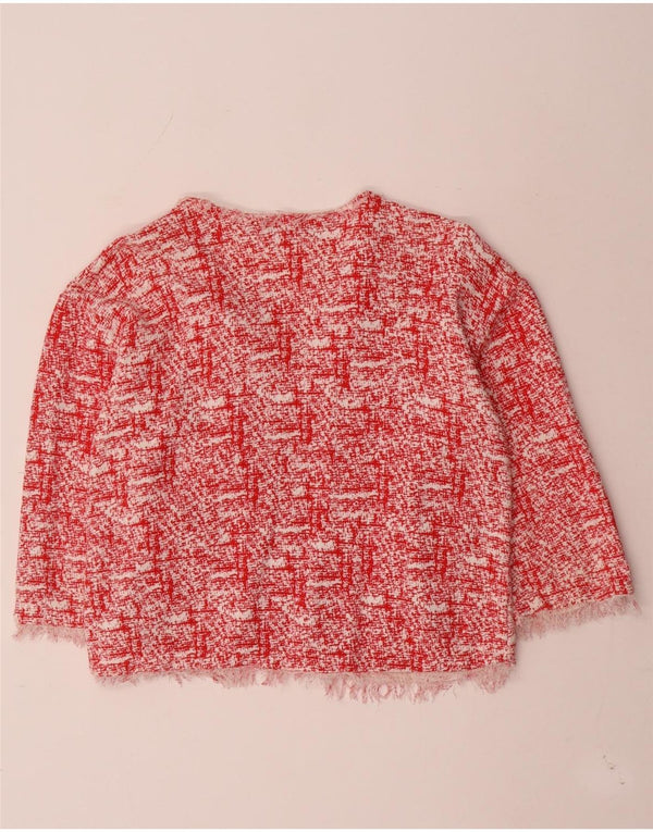 Zara Suéter Cárdigan Abierto De Manga 3/4 para Mujer UK 44 Medio Rojo Moteado