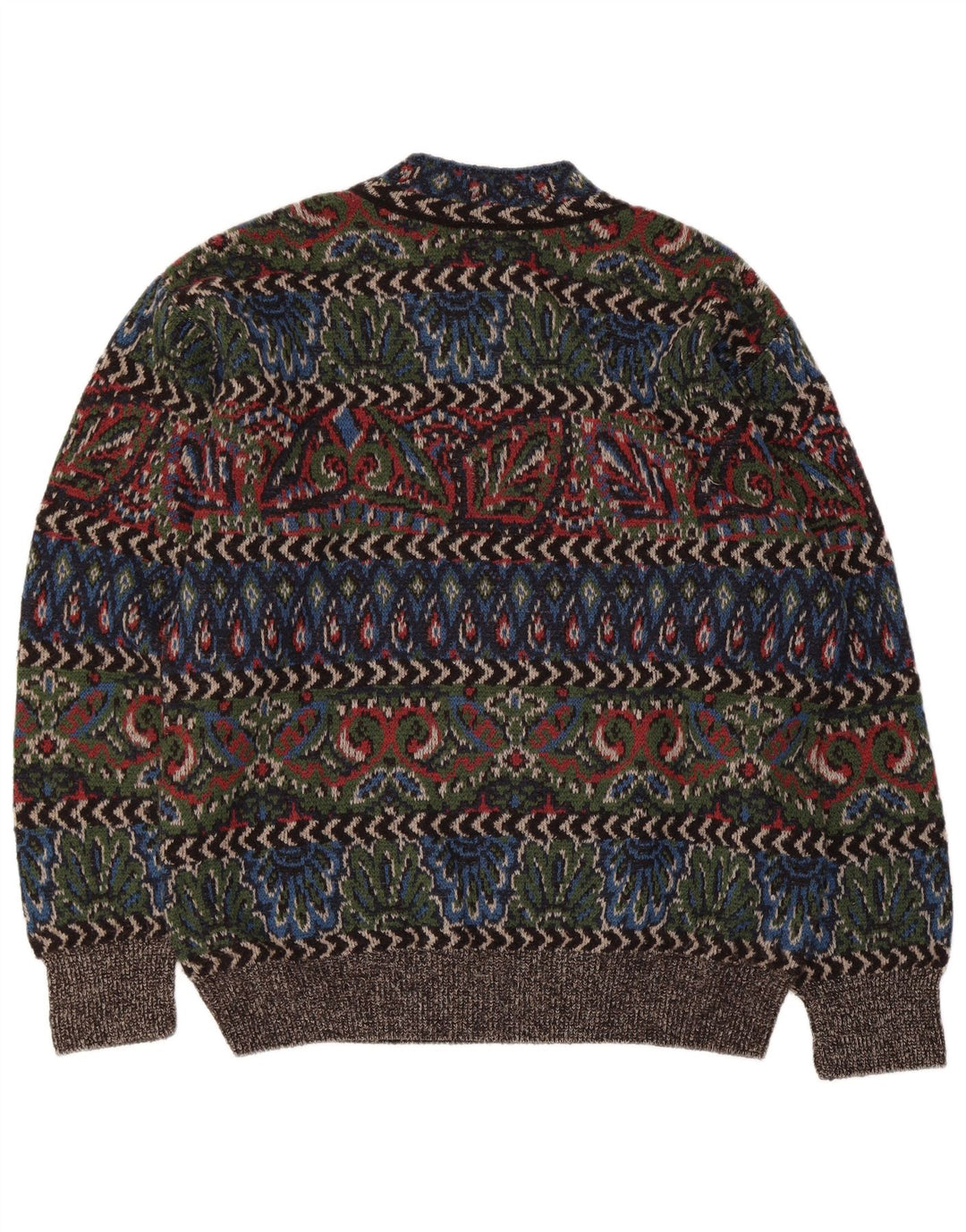 Vintage hombres tortuga cuello jumper suéter grande multicolor lana geométrica