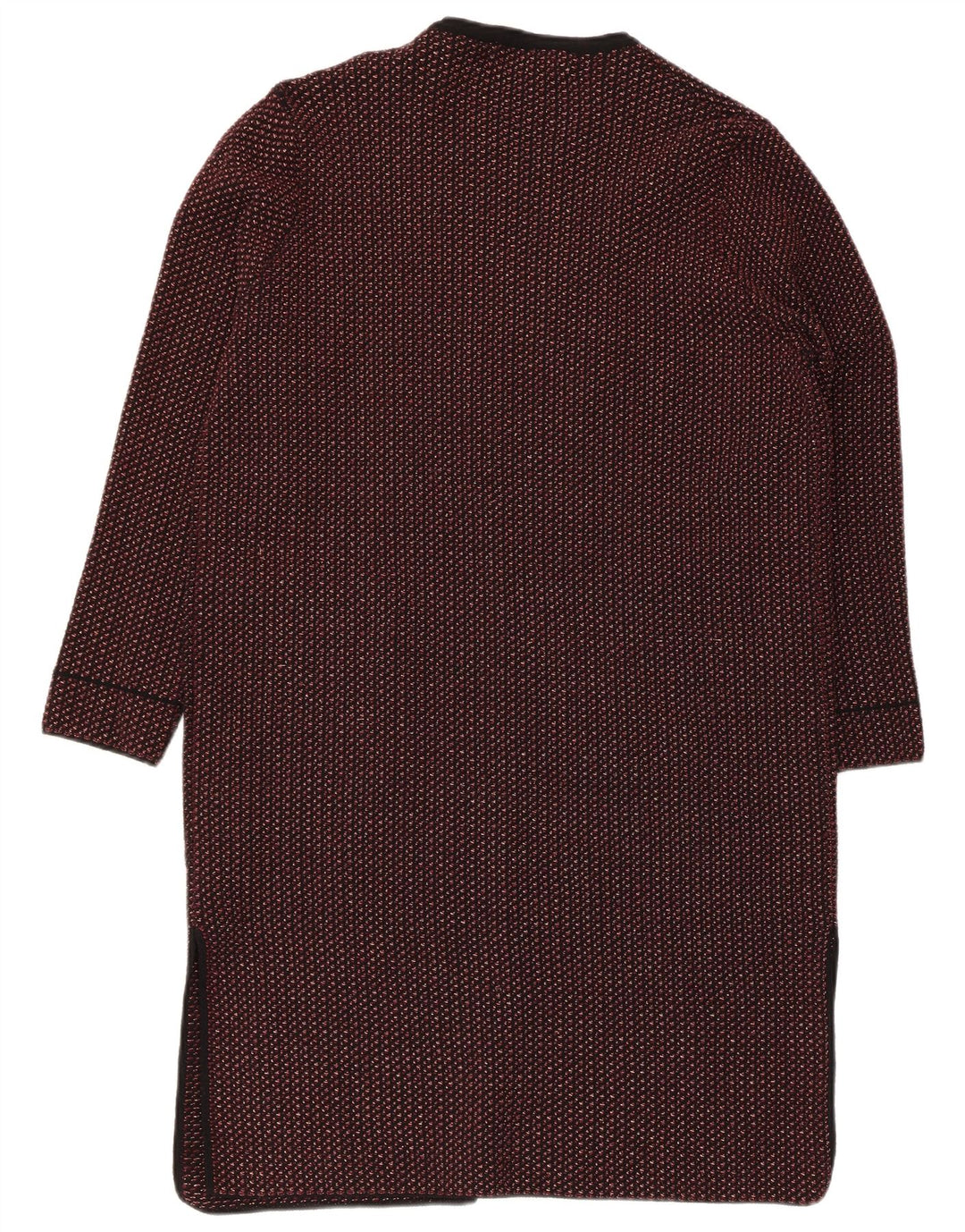Zara Mujer Longline Open Cardigan Suéter UK 44 Medio Rojo Geométrico