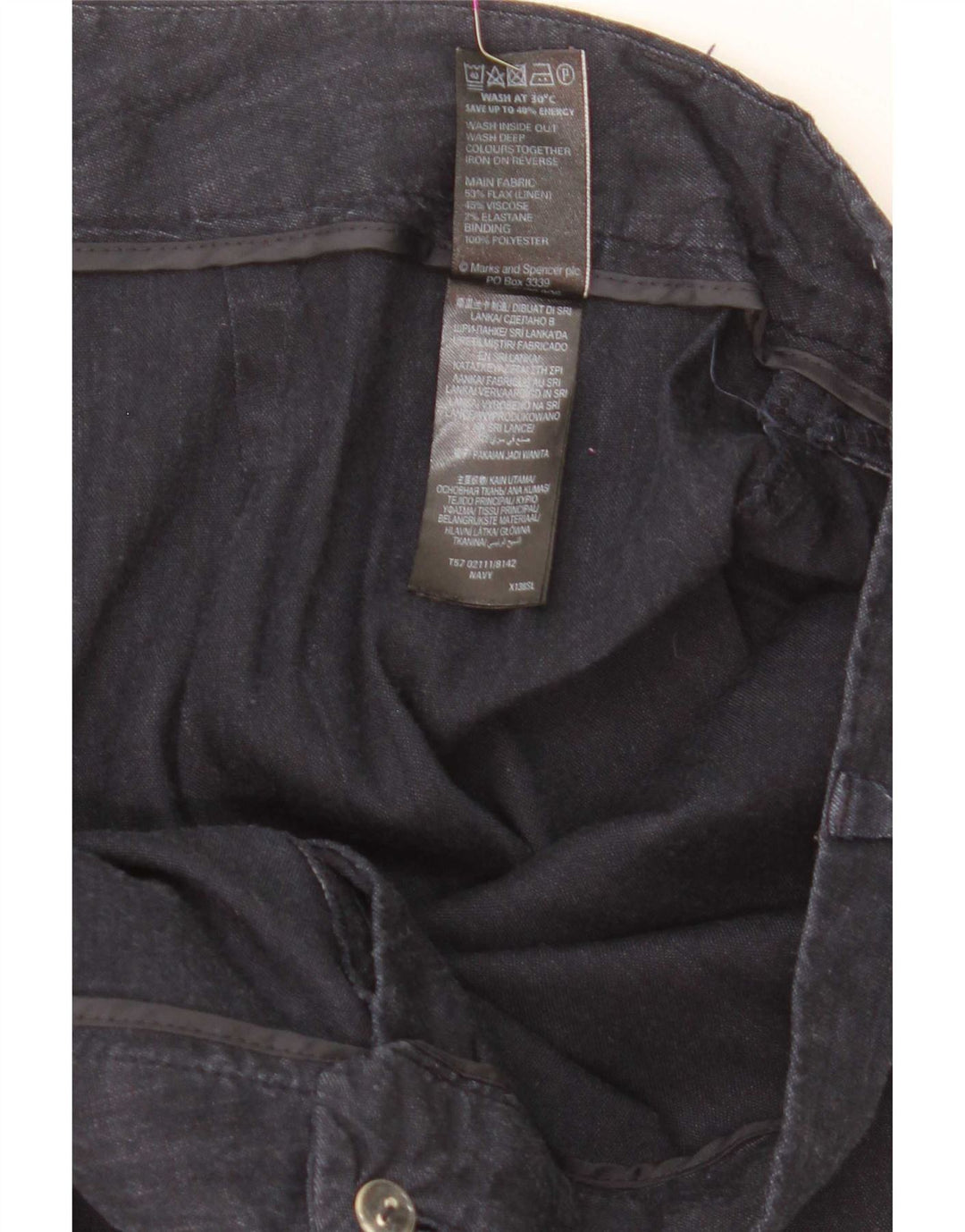 Pantalones cortos para mujer Marks & Spencer W36 L25 Lino azul marino