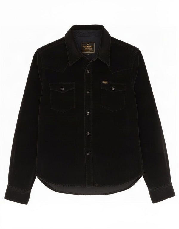 Lee Camisa de Terciopelo para Mujer UK 44 Mediana Algodón Negro