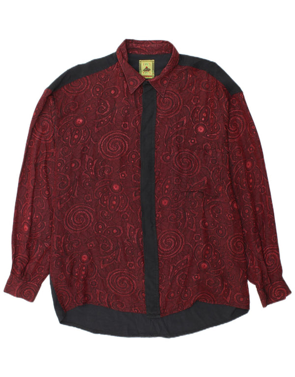 Camisa Hombre Tipo' S XL Viscosa Paisley Burdeos
