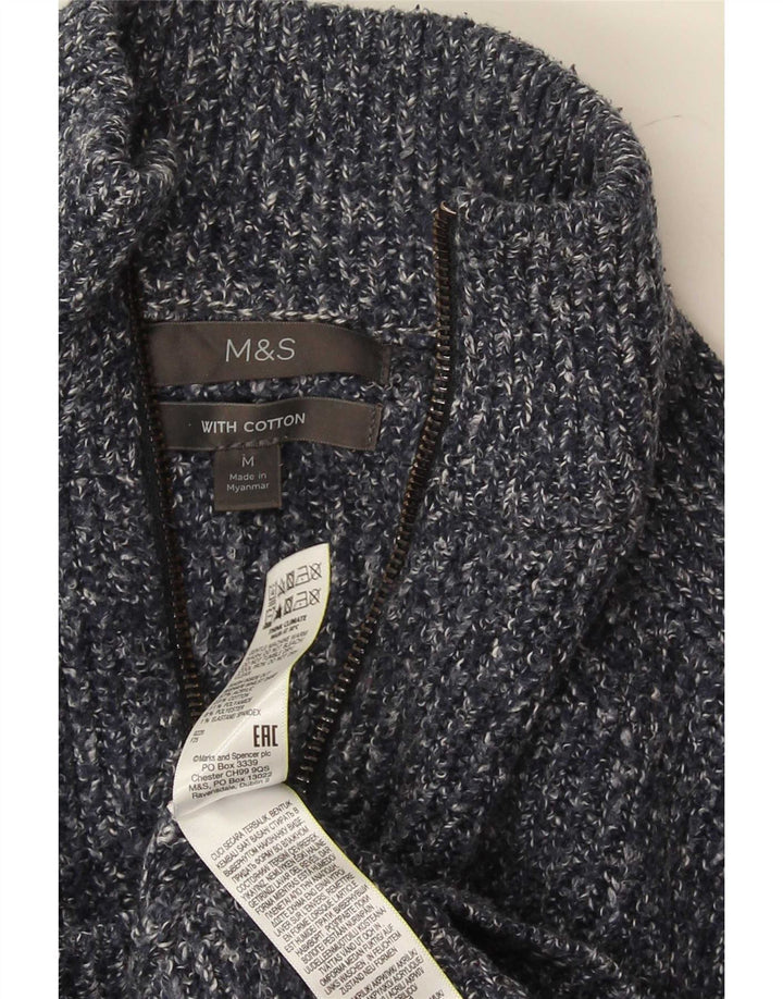 Marks & Spencer Jersey De Cuello Con Cremallera Para Hombre Acrílico Moteado Azul Medio