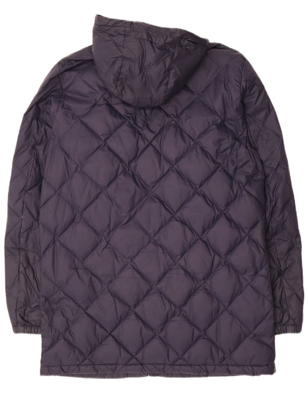 MASSIMO DUTTI Abrigo acolchado con capucha para mujer UK 46 Large Poliamida azul marino