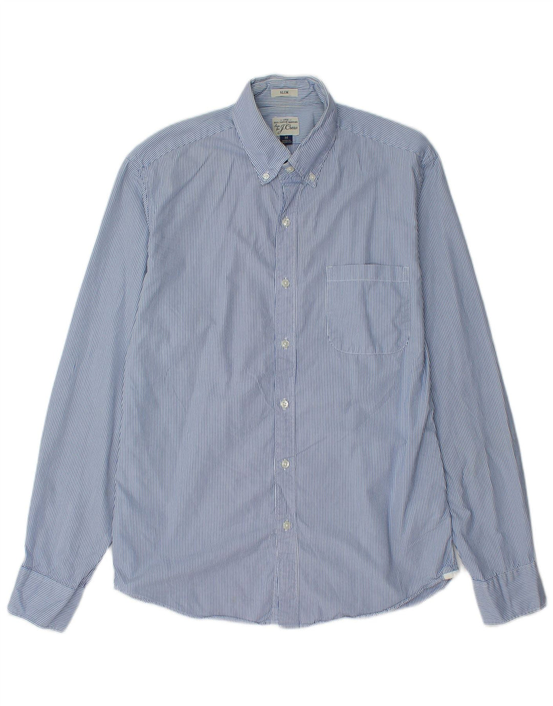 J. CREW Camisa slim fit para hombre de algodón a rayas azul medio