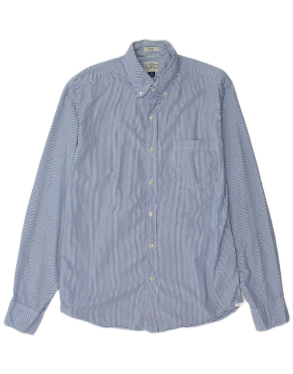 J. CREW Camisa slim fit para hombre de algodón a rayas azul medio