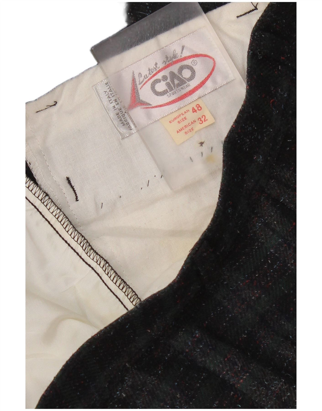 Ciao Pantalones casuales rectos para hombre IT 48 Medium W32 L33 Cuadros verdes