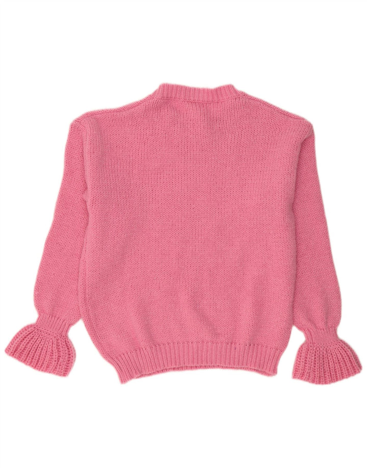 VINTAGE Mujeres de gran tamaño barco cuello jersey suéter Reino Unido 16 rosa grande