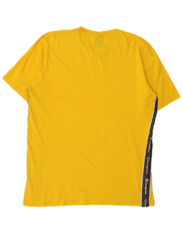 Champion Camiseta gráfica para hombre Top grande de algodón con bloques de color amarillo