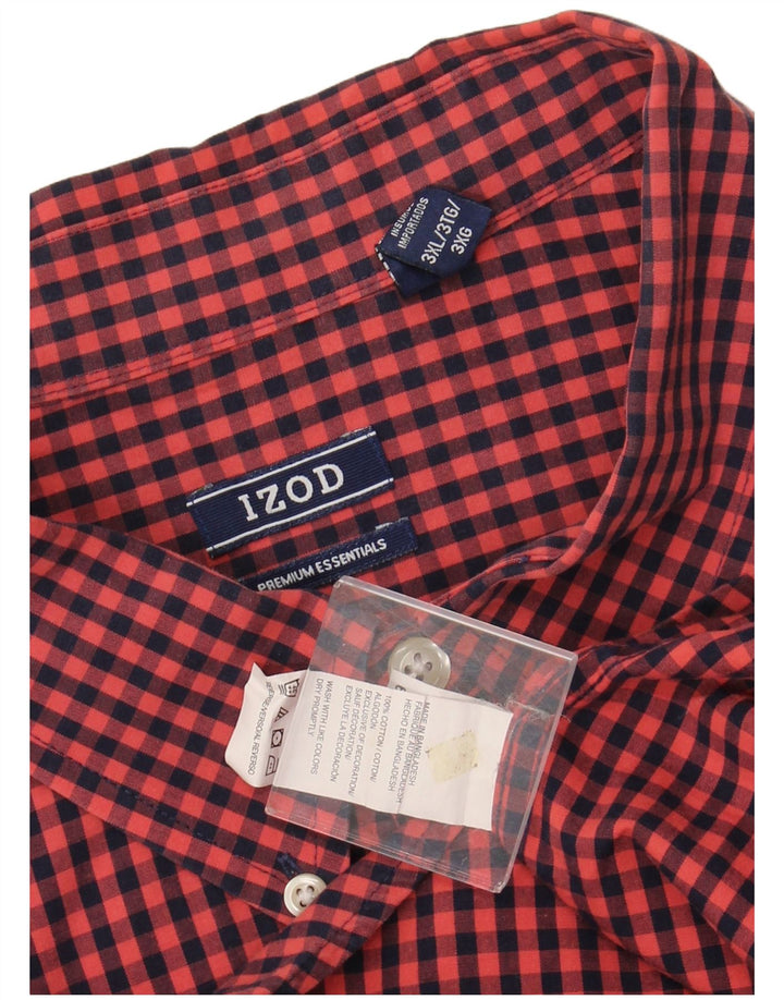 IZOD Camisa para hombre 3XL Algodón a cuadros granate