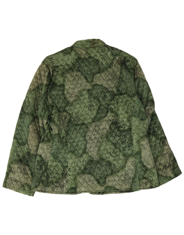 Vintage mujer 3 botones acolchado Blazer chaqueta Reino Unido 16 grande verde floral