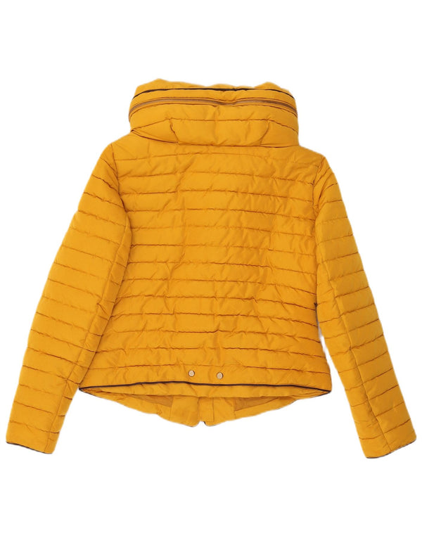 Zara Chaqueta Acolchada Corta Con Capucha Para Mujer UK 44 Poliéster Amarillo Grande
