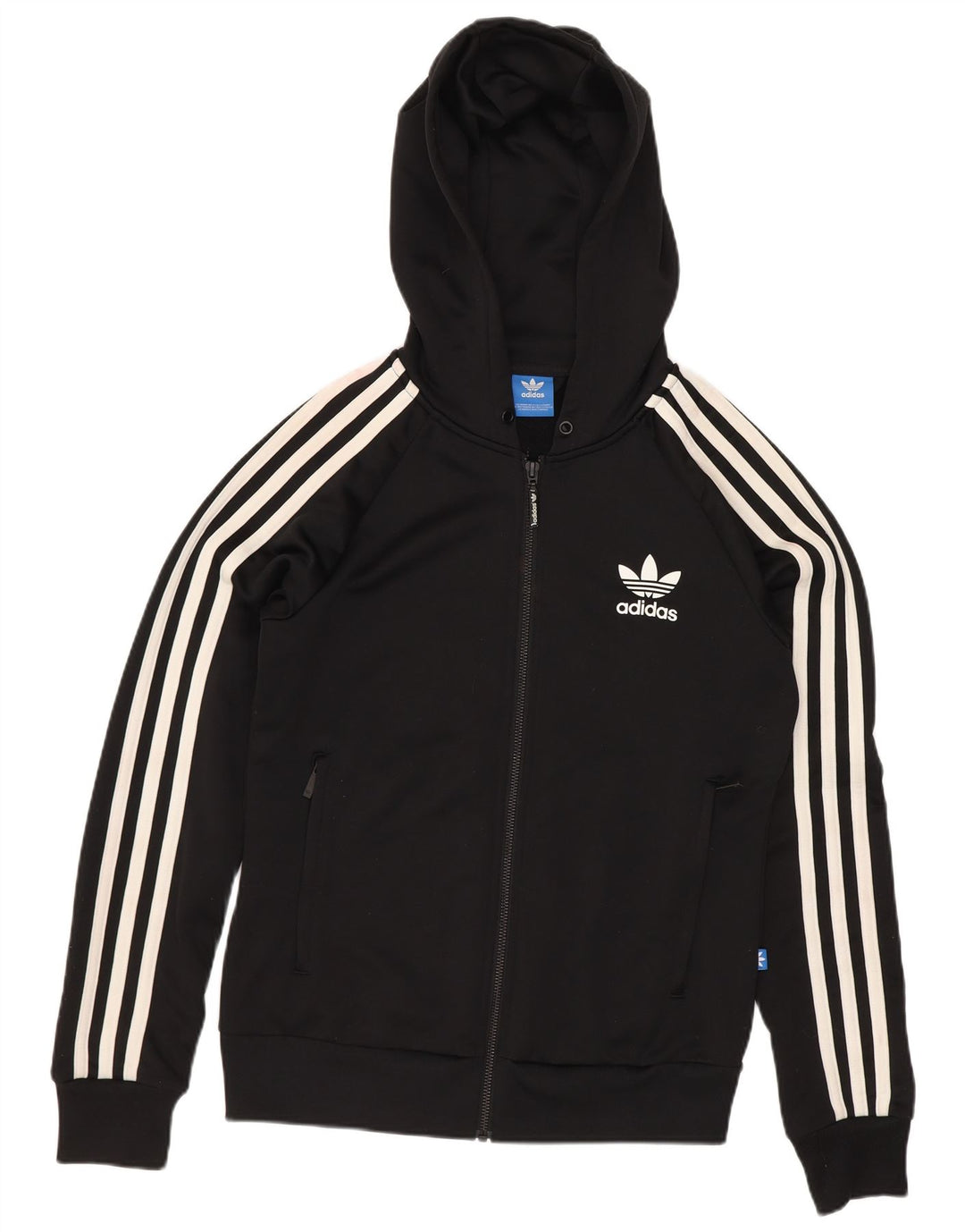 Adidas Sudadera con capucha y cremallera para mujer UK 8 Small Poliéster negro