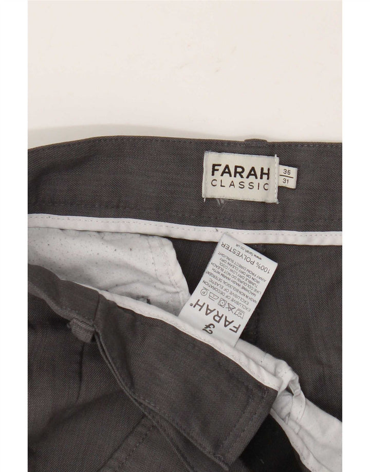 Farah Pantalón chino recto clásico para hombre W36 L31 Poliéster gris