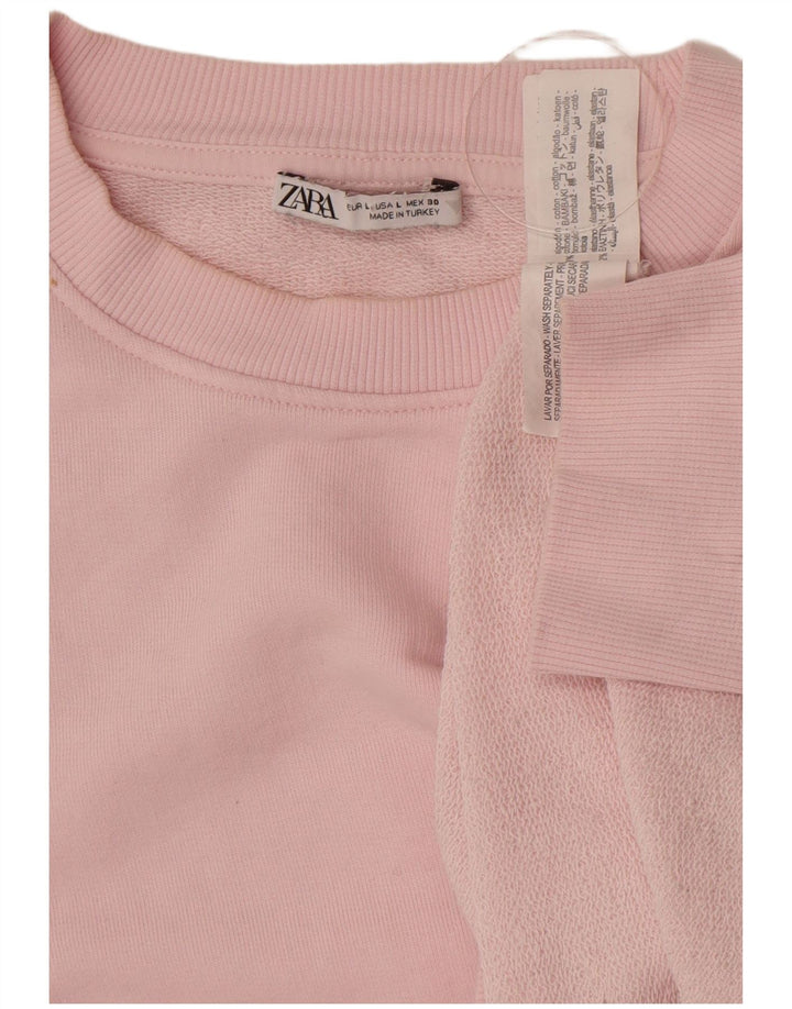 Zara Mujer Sudadera Extragrande Jersey UK 46 Grande Algodón Rosa
