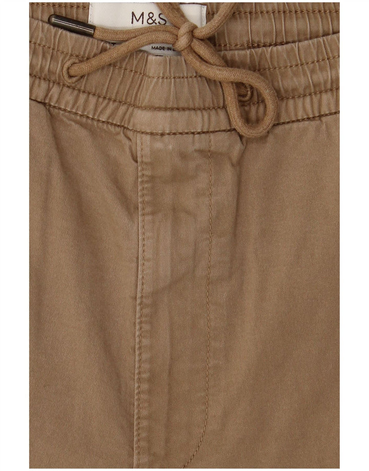 Marks & Spencer Pantalón chino recto de corte regular para hombre, talla pequeña, algodón marrón